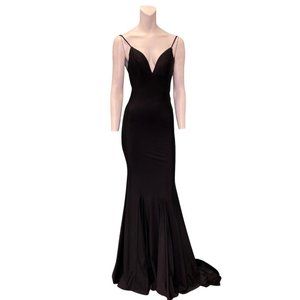 Sophia Thomas V-Neck Low Back Sleeveless Gown Black Size 000 NWT